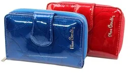 Portfel Damski Skóra Naturalna PIERRE CARDIN Z Suwakiem Piórnik 13 cm Lakierowany 115 - Portfele - miniaturka - grafika 1