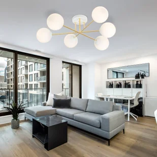 Euluna Lampa sufitowa Glassy, 6-punktowa, biały/złoty/opal - Lampy sufitowe - miniaturka - grafika 2