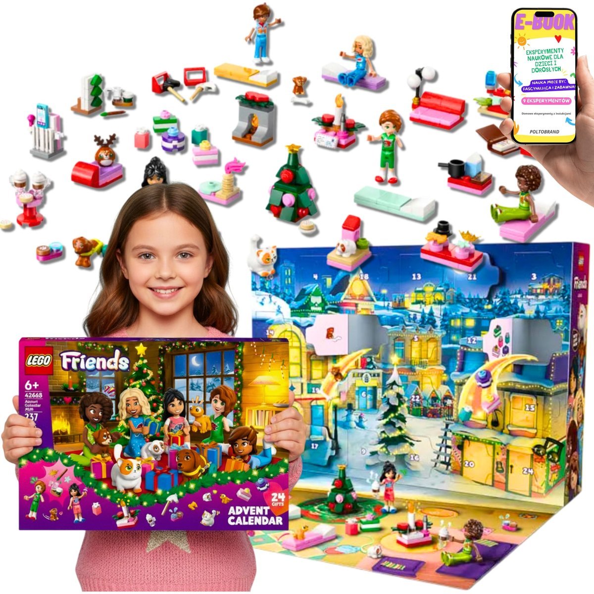 LEGO Friends Kalendarz Adwentowy 2025 Dla Dziecka ADWENT PREZENT ŚWIĄTECZNY DLA DZIEWCZYNKI (42668) + EBOOK