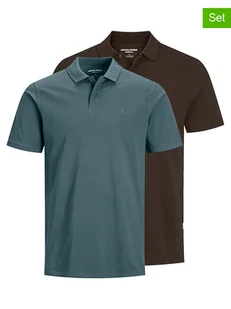 Jack & Jones Koszulki polo (2 szt.) "Jjebasic" w kolorze brązowo-niebieskim - Koszulki męskie - miniaturka - grafika 1