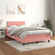 Łóżka - Lumarko Łóżko kontynentalne z materacem, różowe, 120x200 cm, aksamit - miniaturka - grafika 1