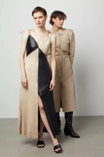 Sukienki - Answear Lab sukienka skórzana kolor czarny maxi prosta - grafika 1