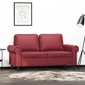 Sofy i kanapy - vidaXL 2-osobowa sofa, winna czerwień, 120 cm, sztuczna skóra - miniaturka - grafika 1