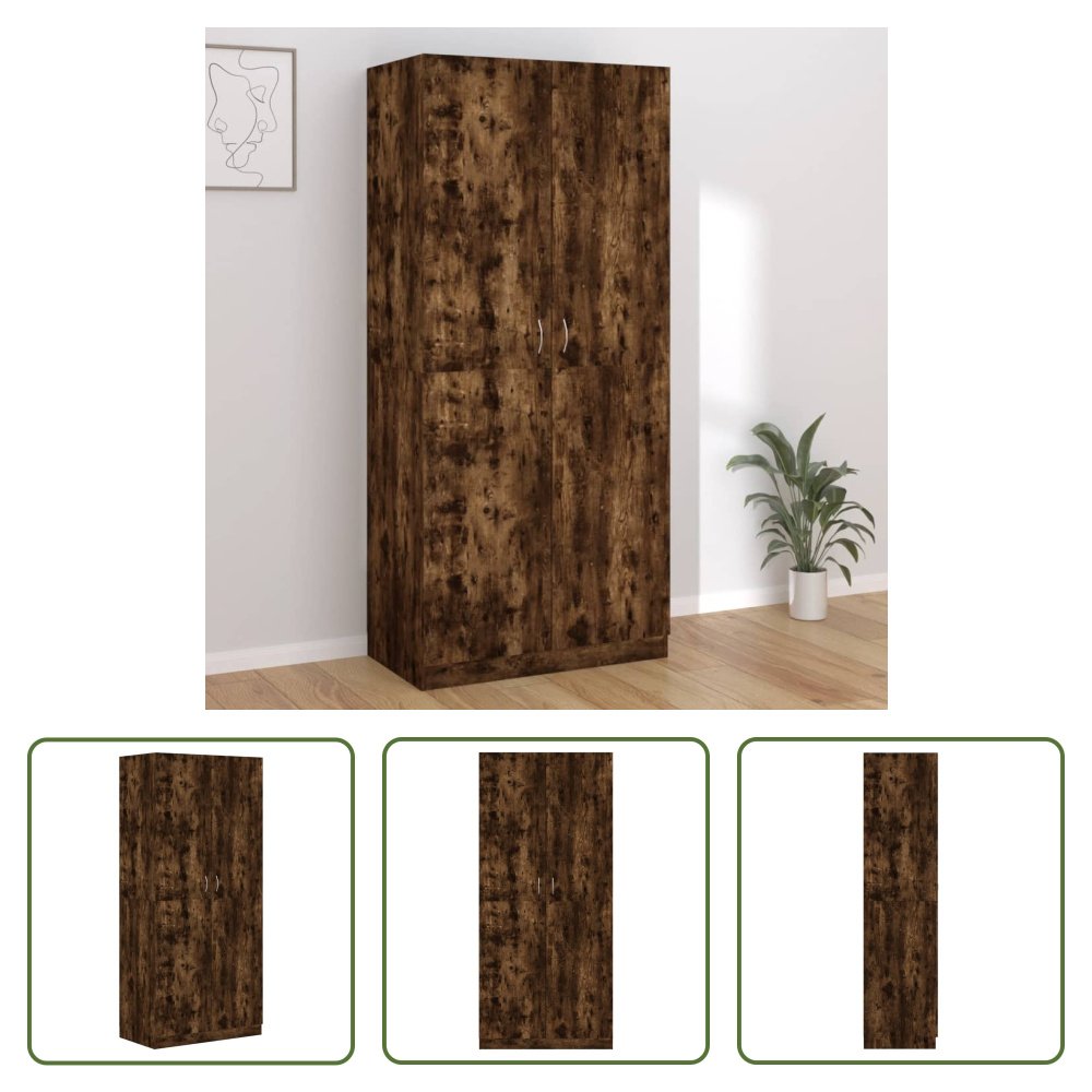 The Living Store Szafa dąb wędzony 90x52x200 cm materiał drewnopochodny