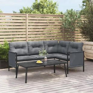 Ogrodowa sofa narożna, antracytowa, stal i textilene - Meble ogrodowe - miniaturka - grafika 1
