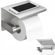 Stojaki i wieszaki na papier toaletowy - Uchwyt na papier toaletowy Z PÓŁKĄ NA TELEFON loft wc SREBRNY CHROM połysk TOI-PAP1 CHROM - miniaturka - grafika 1