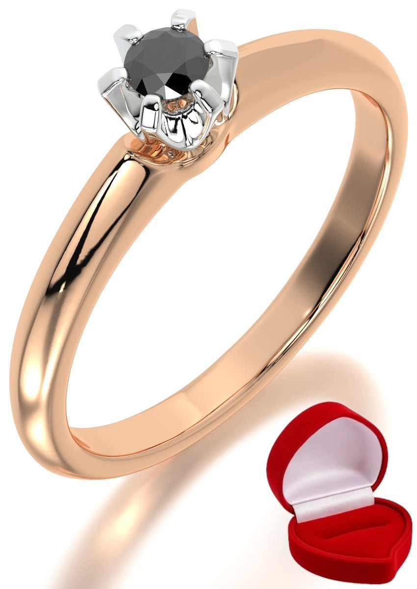 ZŁOTY PIERŚCIONEK ZARĘCZYNOWY 585 14k BRYLANT CZ. 0,09 ct RÓŻOWE ZŁOTO R10