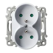 Gniazdka elektryczne - Ospel Gniazdo podwójne z/u przesłony torów SZAFIR - biały - miniaturka - grafika 1