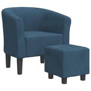 Fotele i pufy dla dzieci - ﻿Fotel klubowy z podnóżkiem, ciemnoniebieski, obity aksamitem - miniaturka - grafika 1