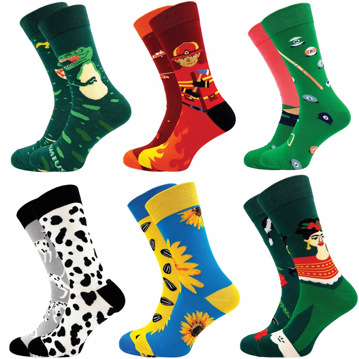 6 par Skarpetki Męskie Śmieszne Wysokie Nie Do Pary Bawełna Skarpety 40-43