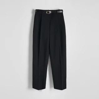 Spodnie damskie - Reserved - Spodnie z paskiem - Czarny - grafika 1