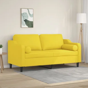2-osobowa sofa z poduszkami, jasnożółta, 140 cm, tkanina - Sofy i kanapy - miniaturka - grafika 1