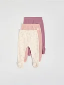Komplety dla niemowląt - Reserved - Bawełniane legginsy 3 pack - jasnofioletowy - miniaturka - grafika 1