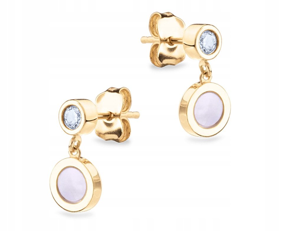 ZŁOTE KOLCZYKI WISZĄCE Z MASĄ PERŁOWĄ PERŁY 333