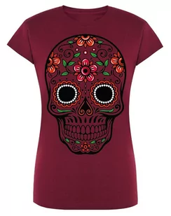 T-Shirt damski kolorowy nadruk CZASZKA r.XXL - Koszulki i topy damskie - miniaturka - grafika 1
