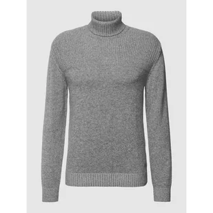 Sweter z wywijanym kołnierzem i detalem z logo - Pierre Cardin - Swetry męskie - miniaturka - grafika 1