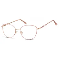 Okulary korekcyjne, oprawki, szkła - Okulary zerówki oprawki korekcyjne kocie oczy z teleskopami medium M296E różowy/złoty - miniaturka - grafika 1