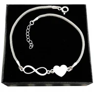 Bransoletki - Bransoletka nieskończoność SERCE GRAWER srebro 925 - miniaturka - grafika 1