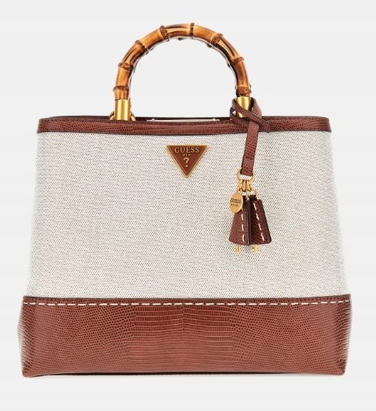 GUESS DAMSKA TOREBKA BEŻOWA WZÓR SKÓRA WĘŻA Z PASKIEM 21x11x31 1GŁA
