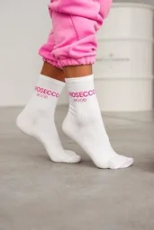 Skarpetki damskie z minimalistycznym różowym napisem Prosecco Mood Milena - Skarpetki damskie - miniaturka - grafika 1