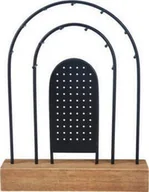 Biżuteria - akcesoria - Home Styling Collection Metalowy stojak na biżuterię, drewniana podstawka, 18 x 4,5 cm - miniaturka - grafika 1