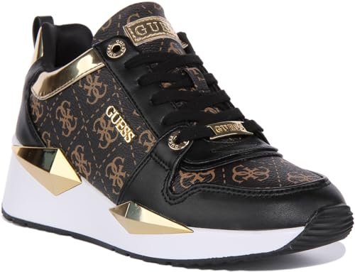 GUESS Tallyn Carry Over, Damskie trampki, Brązowy czarny, 37 EU