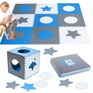 Puzzle - PUZZLE PIANKOWE miękka mata dla dzieci szaro-niebieska 180x180cm 9el. - miniaturka - grafika 1