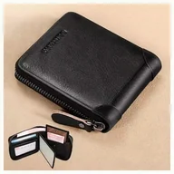 Portfele - PORTFEL Męski czarny ze skóry skórzany na zamek skóra naturalna - miniaturka - grafika 1