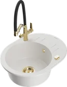 Zlewozmywaki z baterią - Mexen Kevin zlewozmywak granitowy 1-komorowy z baterią kuchenną Duo, biały - 6517-20-671701-57-G - miniaturka - grafika 1