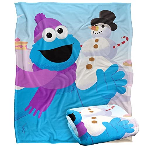 Ulica Sezamkowa Furry Friends Forever Cookie Monster Snowman Kids Silky Touch koc, 152 x 127 cm