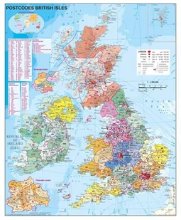 Stiefel, Wielka Brytania. Mapa ścienna kody pocztowe na podkładzie 1:1 200 000 - Mapy i plansze edukacyjne - miniaturka - grafika 1