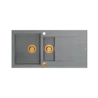 Zlewozmywaki - QUADRON Zlewozmywak EVAN 156 szary, elementy miedziane, k.pneum. HQE5510050U5_PVDC1_P2O0 - miniaturka - grafika 1