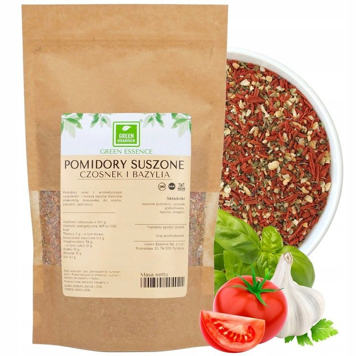 POMIDORY SUSZONE Z CZOSNKIEM I BAZYLIĄ naturalne 250g