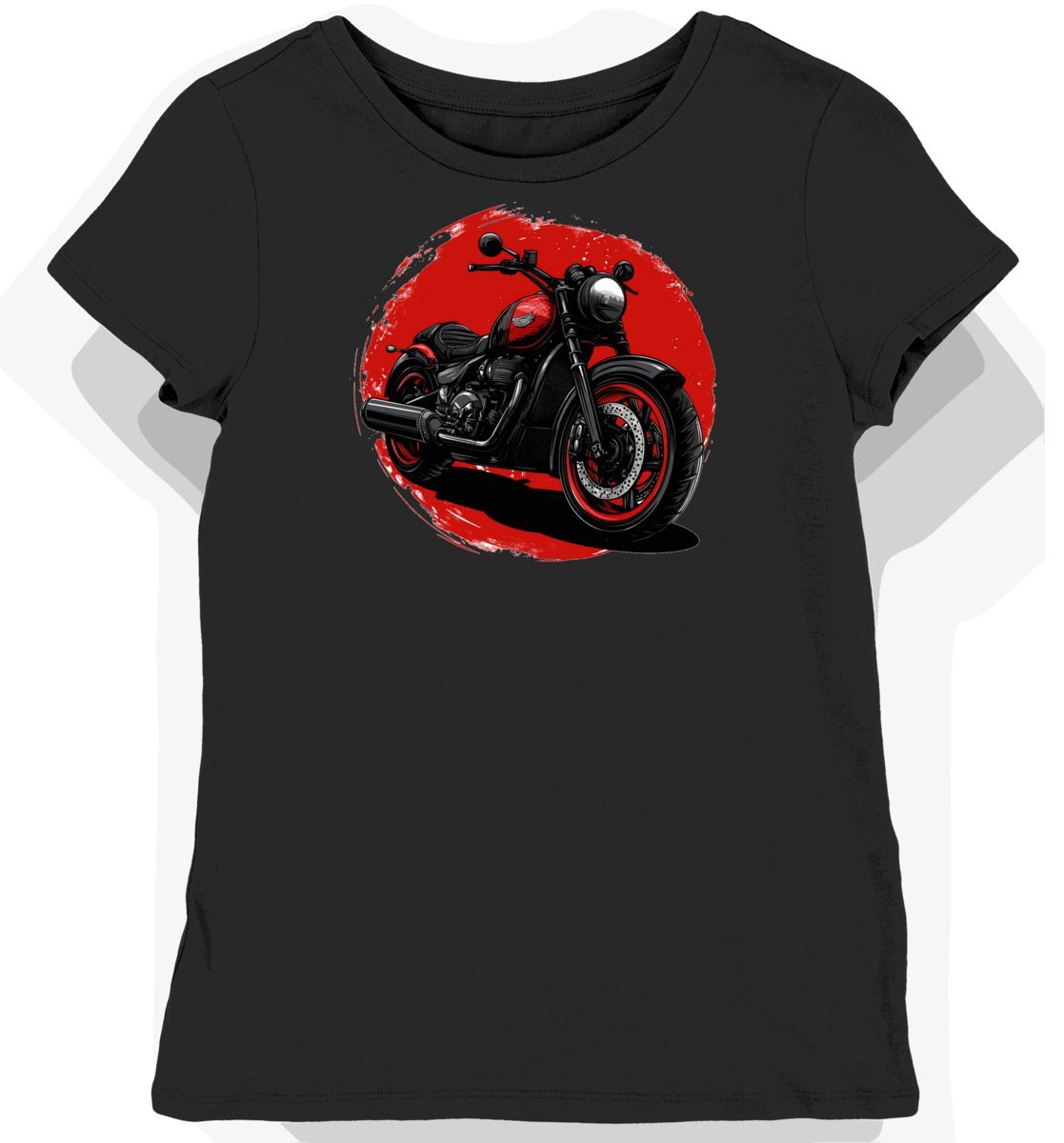 Koszulka damska czarna z Motywem Eleganckiego Motocykla w Cieniu XL