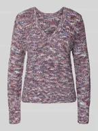 Swetry damskie - Sweter z dzianiny z dekoltem w serek model ‘DIRMA’ - miniaturka - grafika 1