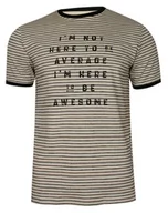 Koszulki męskie - Beżowo-Czarny Bawełniany T-Shirt -PAKO JEANS- Męski, Okrągły Dekolt, Krótki Rękaw, w Paski - Pako Jeans - miniaturka - grafika 1