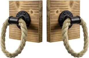 zestaw 2 przemysłowych rurowych wieszaków na ręczniki z liną do łazienek rustykalny wieszak na ręczniki z brązową rustykalną drewnianą płytą wieszak na ręczniki do montażu na ścianie wieszak na ręczniki do kuchni - Ręczniki - miniaturka - grafika 1