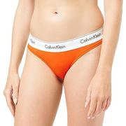 Majtki damskie - Calvin Klein - Idealnie dopasowane stringi - bielizna damska - beżowa - 72% poliamid, 28% elastan - logo Calvin Klein - niski stan - rozmiar XS, Pikantny pomarańczowy, S - miniaturka - grafika 1