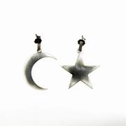 Kolczyki - Księżyc i gwiazda - kolczyki srebrne oksydowane - miniaturka - grafika 1