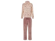 Dresy damskie - esmara® Dres welurowy damski (XS (32/34), Beżowy/różowy) - miniaturka - grafika 1