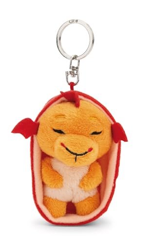 NICI 63172 Sleeping Pets brelok smok w koszyczku, wierny pluszowy towarzysz do plecaka, torby, zawieszka na klucze dla małych i dużych, 8 cm, wielokolorowy
