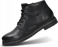 Botki męskie - BUGATTI MĘSKIE CZARNE SKÓRZANE TRZEWIKI SZNUROWANE 40 JŻA - miniaturka - grafika 1