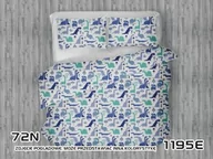 Pościel - Extrapościel Pościel bawełniana 160x200 1195E biała Dinozaury niebieskie szafirowe turkusowe - miniaturka - grafika 1