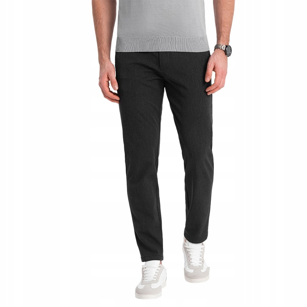 Eleganckie męskie spodnie chino klasyczny krój grafitowe V2 OM-PACP-0191 L