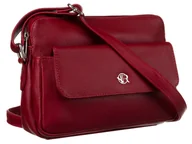Torebki damskie - Torebka damska skórzana Rovicky na ramię listonoszka crossbody na suwak miejska saszetka, bordowy - miniaturka - grafika 1