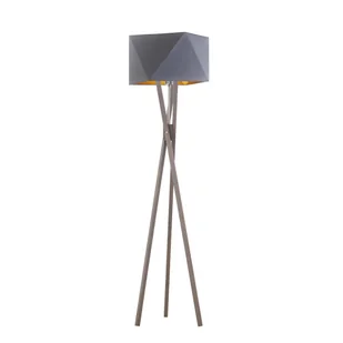 Drewniana lampa podłogowa na trójnogu w stylu skandynawskim TULUZA GOLD - Lampy stojące - miniaturka - grafika 1