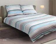 Pościel - Matex Pościel satynowa 160x200 03A Premium wrzosowa turkusowa różowa pudrowa mix pasy - miniaturka - grafika 1