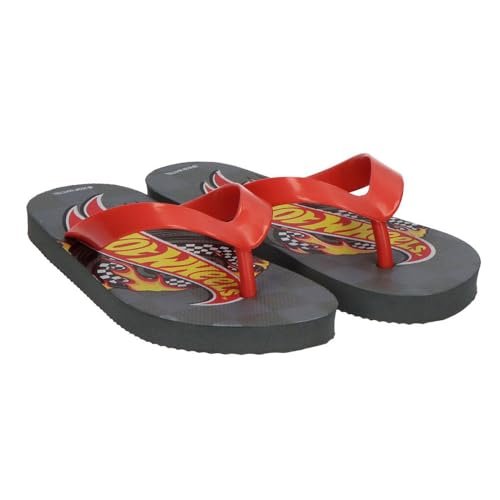 Klapki z klapką Hot Wheels dla chłopców i dziewcząt - antypoślizgowe sandały plażowe dla dzieci, wygodne i lekkie klapki na basen, lato i do codziennego użytku, Szary, 26/27 EU