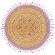 Dywany - Dywan okrągły z juty ⌀ 140 cm beżowy z purpurowym MARTS - miniaturka - grafika 1