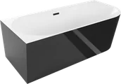 Wanny - Mexen Mia wanna wolnostojąca narożna lewa 160 x 75 cm, biała/czarna, przelew czarny - 52691607575L-70 - miniaturka - grafika 1